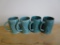 Set of 4 Vintage Green MEPOCO WARE Mugs