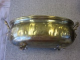 Vintage Brass Lion Footed & Lion Handle Oval Pot