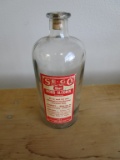 Vintage Sego Wood Alcohol Bottle with Cork