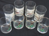 Lot of 8 Christmas Theme Glass Tumblers