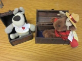 Lot of 2 Wood Trinket Boxes with 2 Moose