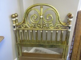 Lot of 2 Wood Brass Colored Twin Headboards