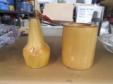 Lot of 2 Hand Carved Wooden Vases