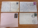 Lot of 3 Stamped Postcards & 1 Stamped Envelope