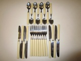Set of Stainless Steel Flatware with white Handles