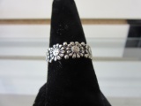 9.25 Silver Flower Band Ring 4.1 Grams