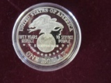 1991 S USO Silver 50th Anniversary Dollar