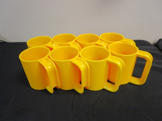 Lot of 8 Stackable Yellow Plastic Mugs