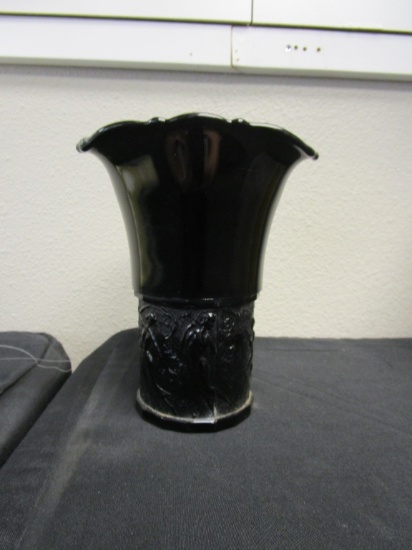 6" Black Amethyst Glass Vase