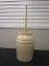 Vintage Butter Churn Crock w/ Lid & Wood Plunger