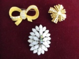 Lot of 3 Vintage Brooches