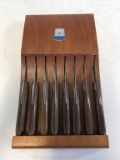 Vintage Flint Steak Knives, Set of 8 with holder