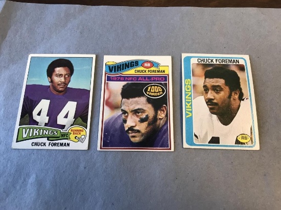 Lot of 3 CHUCK FOREMAN Vikings 1975-1978 Football