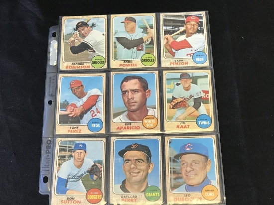 1968 Topps Baseball Cards Lot of 9 Stars & HOF