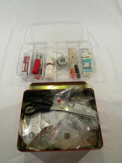 Lot of 2 Containers of Sewing Items