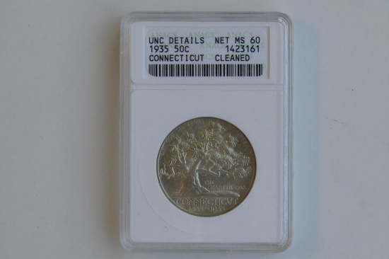 Graded 1935 Connecticut Commemorative 50C MS 60