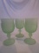 Lot of 3 Vintage Frosted Green Glass Goblets