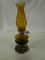 Vintage Brass and Amber Glass Kerosene Lantern