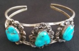 Sterling Silver Navajo Turquoise Cuff DB Bracelet