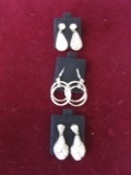 Lot of 3 Silver Toned Pierced Earrings