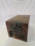 Antique Strong Box w/ Hidden Locking Compartments