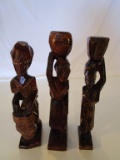Lot of 3 Hand Carved  Wood Tribes People