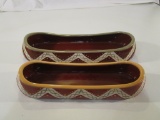 Lot of 2 Decorative Ceramic Chip Dip Boats