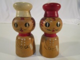 Vintage Japanese Wood Salt and Pepper Shaker Set