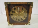 Wood and Brass Mercedes Wall Clock