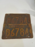 Pair of 1939 Penna License Plates