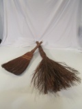 Lot of 2 Decorative Straw Brooms