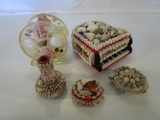 Lot of 5 Vintage Shell Decorated Items