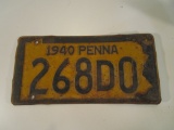 Vintage 1940 Penna License Plate