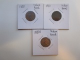 Lot of 3 Indian Head Pennies 1885,1900, & 1901
