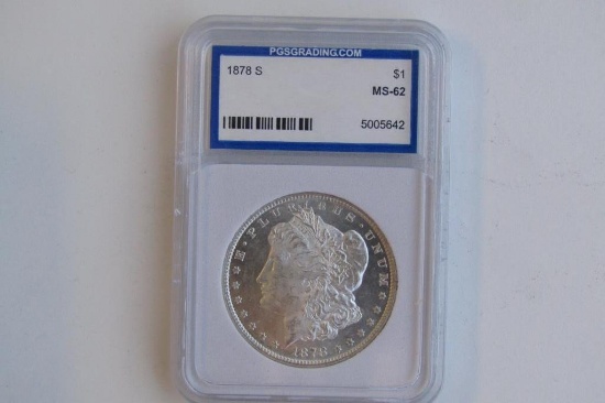 Graded 1878-S Morgan Dollar MS-62