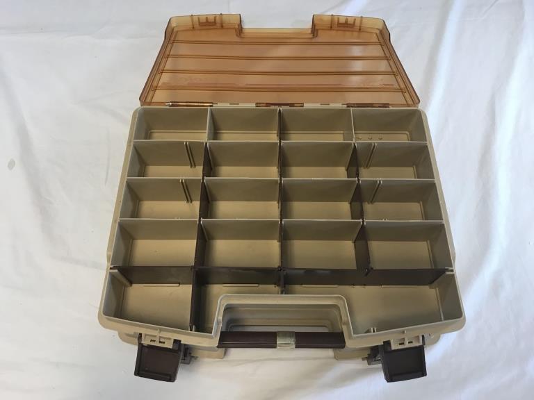 Fenwick Vintage Fishing Tackle Storage Box with fishing items