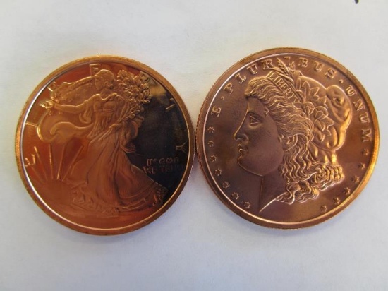 Lot of 2 .999 Copper Rounds