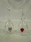 Lot of 2 Glass Bells with Heart Shaped Clappers
