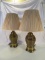 2 Large Brass Table Lamps w/ Shades