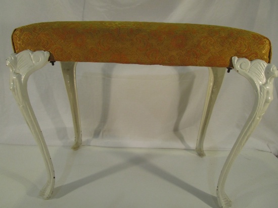 Vintage Vanity Bench With Cast Metal Legs