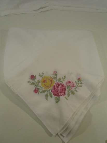 Large Vintage Hand Stitched Table Cloth