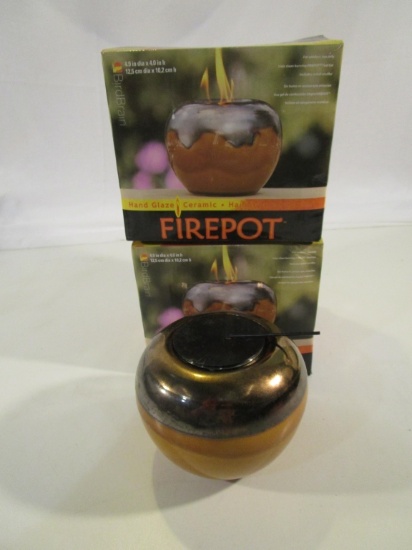 Lot of 2 Hand Glazed Ceramic Firepots