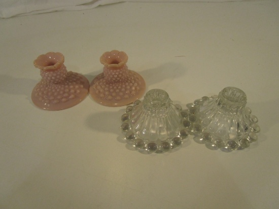Lot of 2 Pairs of Vintage Candlestick Holders