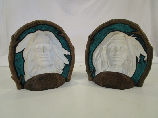 Lot of 2 Native American Decorative Ceramic Lights