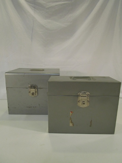Lot of 2 Vintage Metal Storage Box