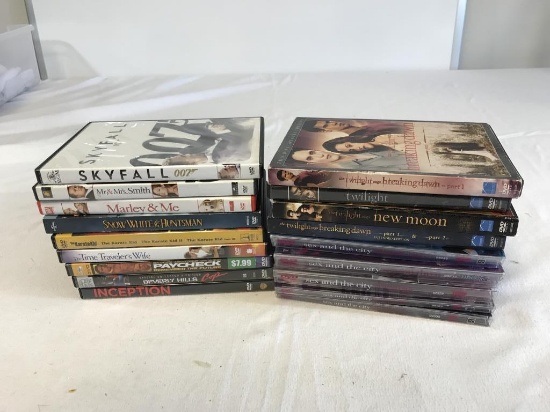 Lot of 16 MIX DVD Movies- Twilight series,Skyfall