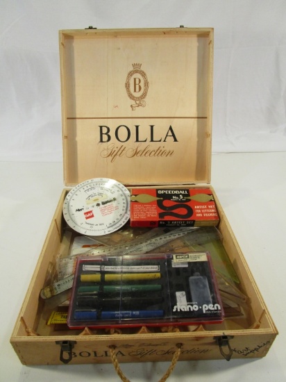Large Lot of Templates, Calligraphy in Wine Box