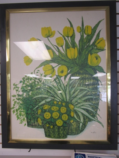 Large Vintage Floral Picture by Ida Pellei