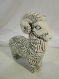Pottery Ram w/ Aztec Designs Figurine