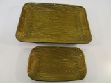 Lot of 2 Gold Painted Wire Trays